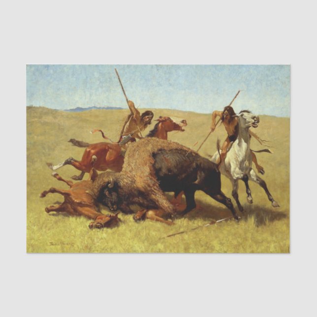 Frederic Remington Western Art "Buffalo Hunt" Seidenpapier (Vorderseite)