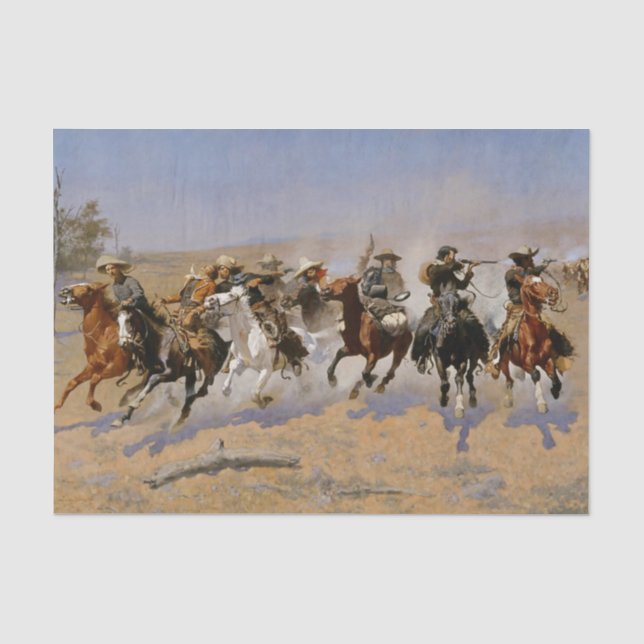 Frederic Remington Western Art "Dash for Timbe" Seidenpapier (Vorderseite)