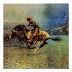 Frederic Remington Western Art „Die Stampede“ Poster