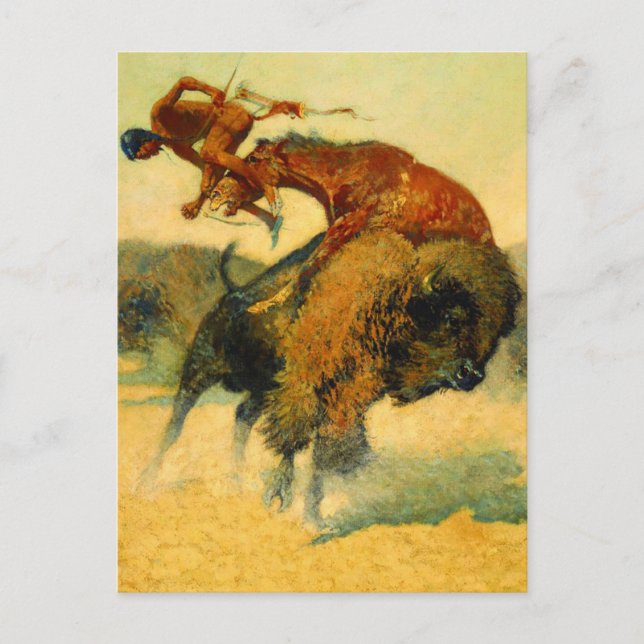 Frederic Remington Western Art "Episode - Buffalo Postkarte (Vorderseite)