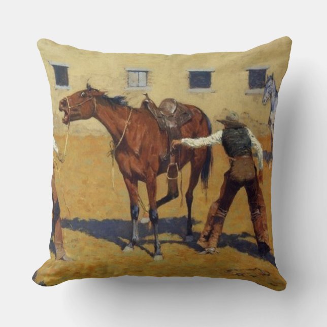 Frederic Remington Western Art "Seine erste Lektio Kissen (Vorderseite)