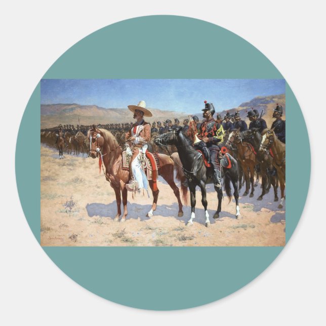 Frederic Remington's The Mexican Major (1889) Runder Aufkleber (Vorderseite)