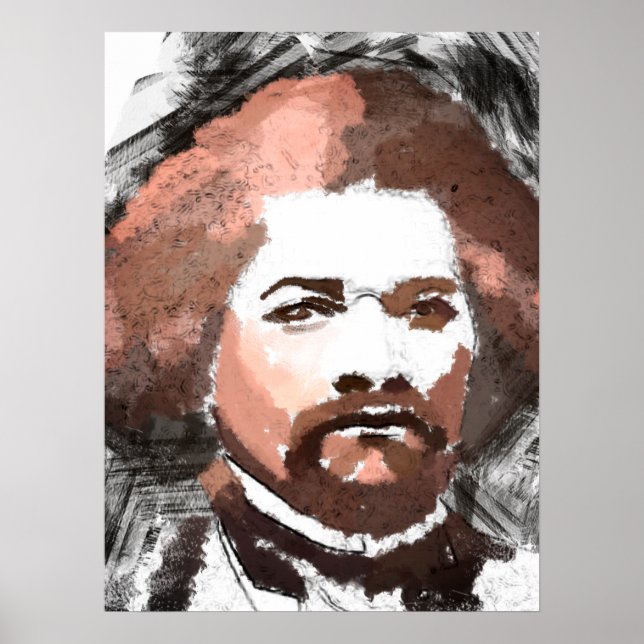 Frederick Douglass Gold Watercolor Painting Poster (Vorne)