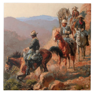 Frederick Remington „Mit der 10. Kavallerie“ Fliese