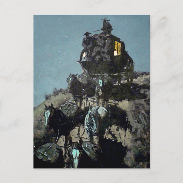 Frederick Remington "The Old Stagecoach" Postkarte (Vorderseite)