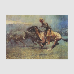 Frederick Remington Western Art „Die Stampede“ Seidenpapier