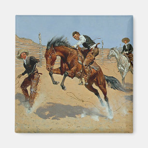 Frederick Remington Western Art "Turn Ihm Loose" Magnet