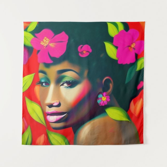 Fredericka Abstrakte Afrikanerin Wandteppich (Vorderseite)
