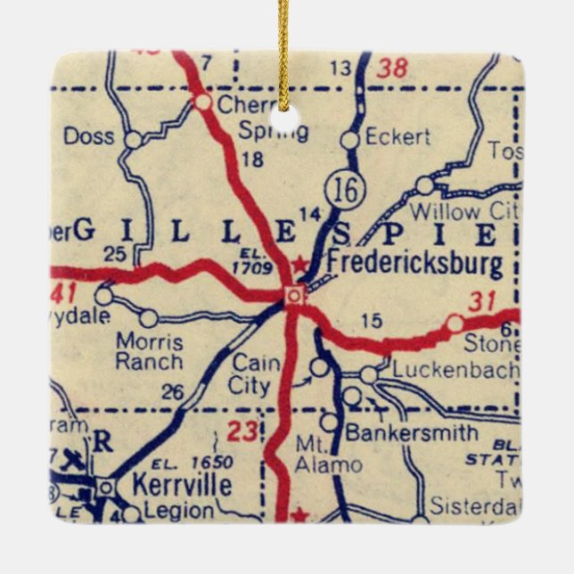 Fredericksburg TX Vintage Keramikornament (Rückseite)