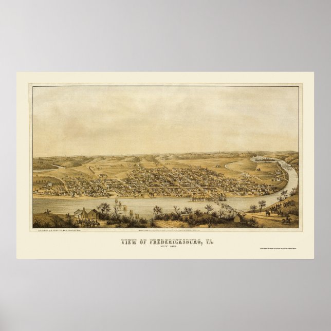 Fredericksburg, VA Panorama Karte - 1862 Poster (Vorne)