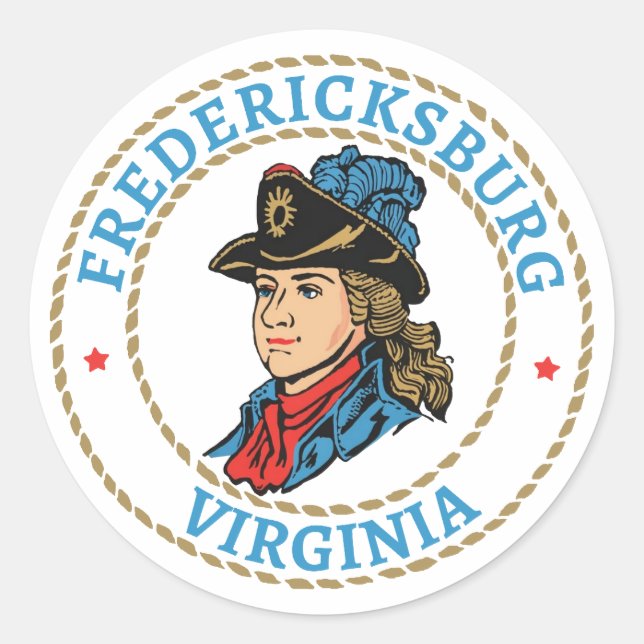 Fredericksburg Virginia Colonial Runder Aufkleber (Vorderseite)