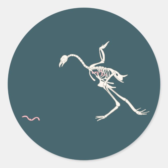 Free and Happy Chicken Skeletal Runder Aufkleber (Vorderseite)