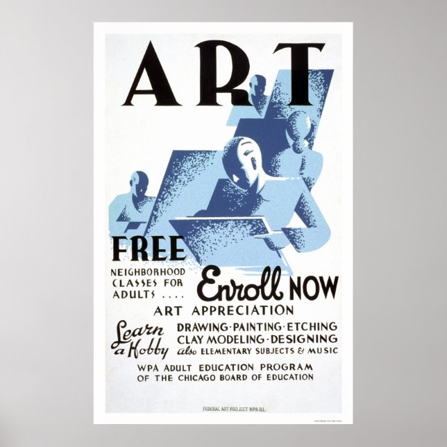Free Art Classes 1936 WPA Poster (Vorne)