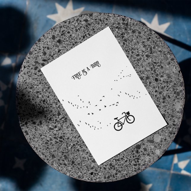 Free as a Bird Cycling Life Black and White Art Postkarte (Von Creator hochgeladen)