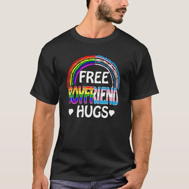 Free Boyfriend Hugs With Rainbow and Transgender F T-Shirt (Vorderseite)