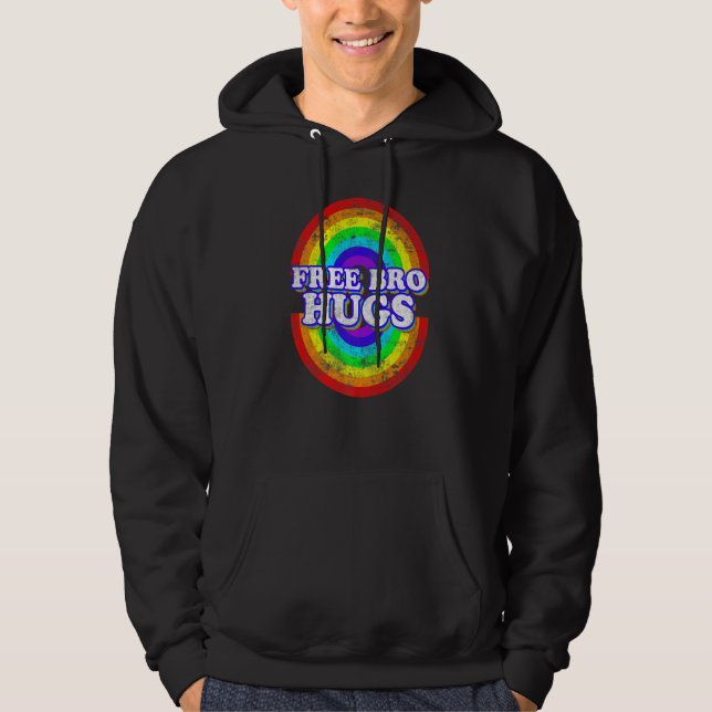 Free Bro Hugs  Rainbow Heart Lgbt Pride Month Hoodie (Vorderseite)