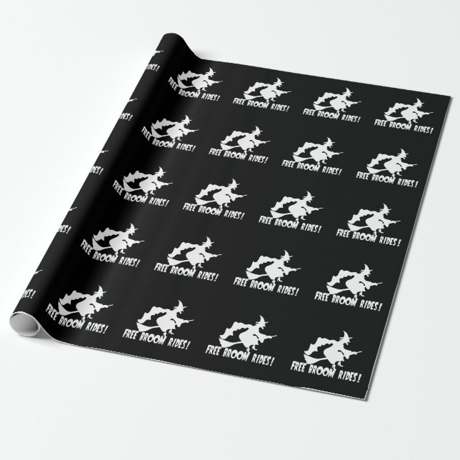 Free Broom Rides Funny Witch Geschenkpapier (Ungerollt)