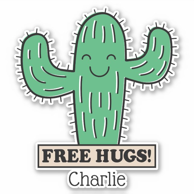 Free Cactus Hugs individuelle Name Aufkleber (Vorderseite)