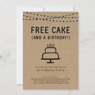Free Cake Funny Anniversaire Fête Invitation