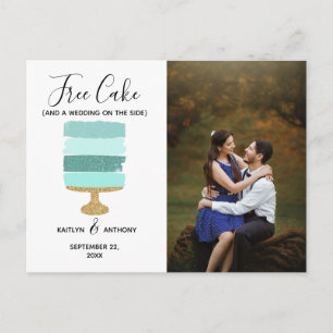 Free Cake Funny Modern Foto Hochzeit retten das Da Ankündigungspostkarte