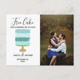 Free Cake Funny Modern Foto Hochzeit retten das Da Ankündigungspostkarte