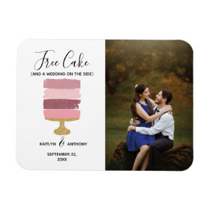 Free Cake Funny Modern Foto Hochzeit retten das Da Magnet