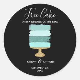 Free Cake Funny Modern Foto Hochzeit retten das Da Runder Aufkleber