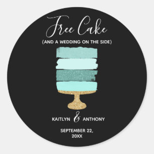 Free Cake Funny Modern Foto Hochzeit retten das Da Runder Aufkleber