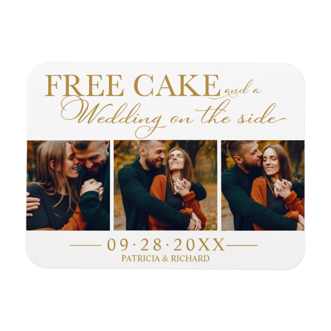 Free Cake Funny Wedding Save the Date 3 Foto Magnet (Horizontal)
