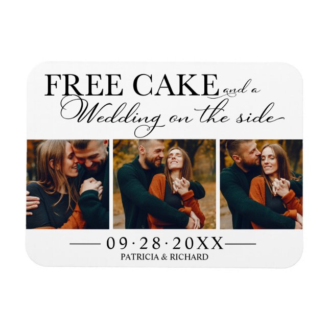 Free Cake Funny Wedding Save the Date 3 Foto Magnet (Horizontal)
