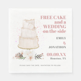 Free Cake Wedding auf Side Pink Fun Save the Date Serviette