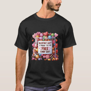 Free Candy Funny Valentine's Day Wasserfarbe Stil T-Shirt