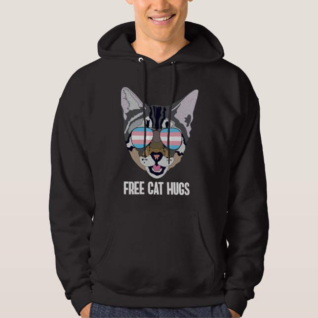 Free Cat Hugs  Cat Trans Pride Hoodie (Vorderseite)