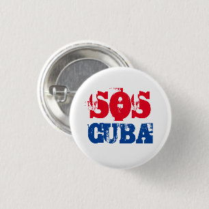 Free Cuba SOS Kuba Rot Blau Button