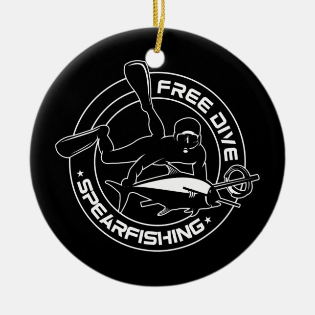 Free Diving Spearfish Fischfang Keramik Ornament (Vorne)