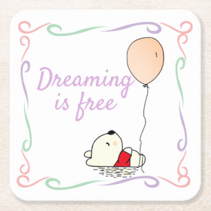 Free Dreams Bär mit Balloons Rechteckiger Pappuntersetzer