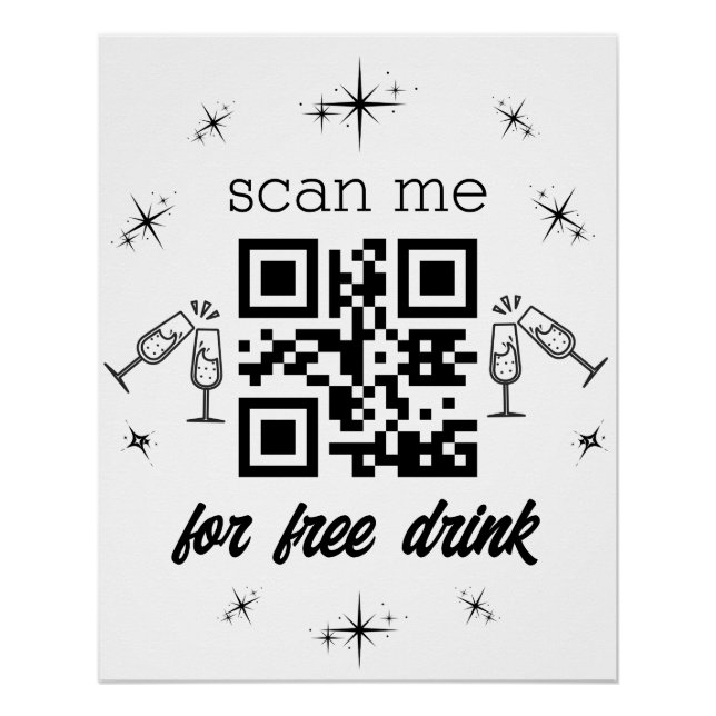 Free Drink qr Code stilvoll modern Poster (Vorderseite)