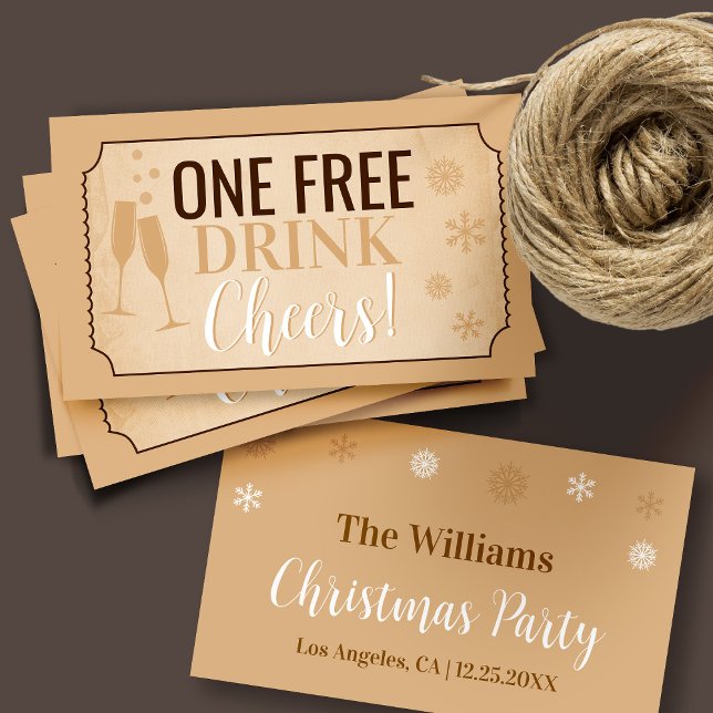 Free Drink Retro Winter Party Card or Ticket (Von Creator hochgeladen)