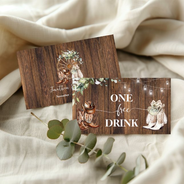 Free Drink Western Cowboy Boots Party Card Ticket (Von Creator hochgeladen)