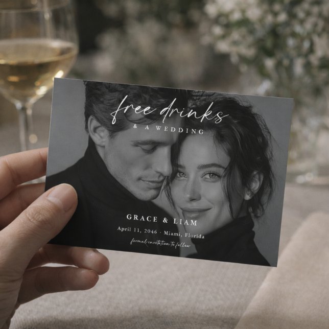 Free Drinks Editorial Photo Wedding Save the Date (Créateur téléchargé)