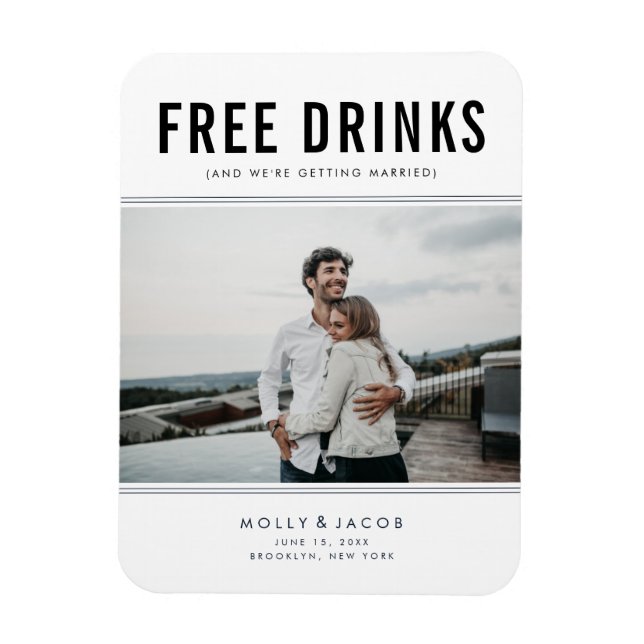 Free Drinks Foto von Wedding Save the Date Magnet (Vertikal)