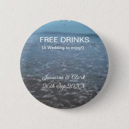 Free drinks save the date beach wedding add name  button
