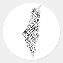 Free Gaza Free Palestine Map Cloud Word Runder Aufkleber
