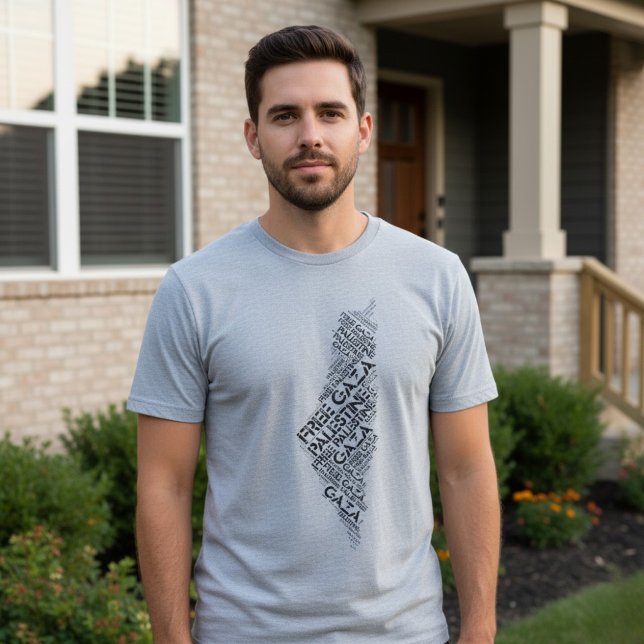 Free Gaza Free Palestine Map Cloud Word T-Shirt (Von Creator hochgeladen)
