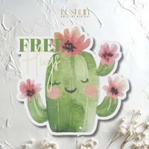 Free Hugs Cactus - Niedliche Pflanze Aufkleber