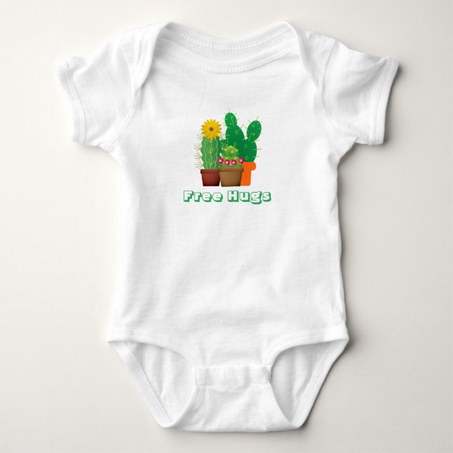 Free Hugs Cactus Pattern Baby Bodysuit Strampler (Vorderseite)