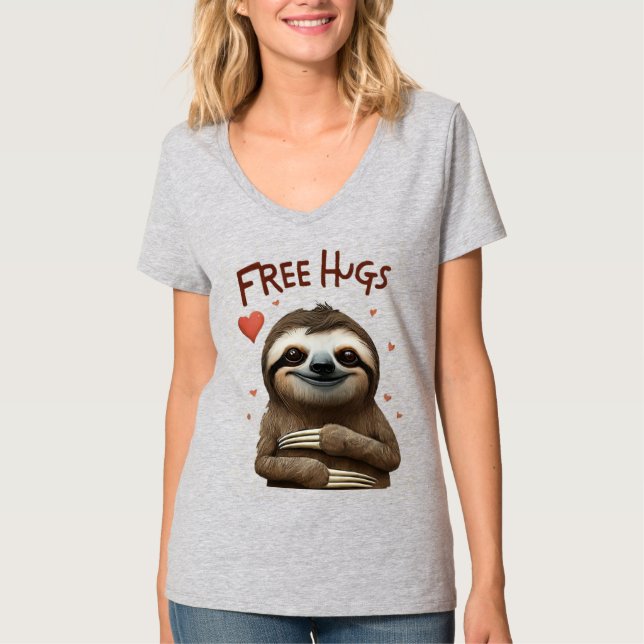 Free Hugs Niedlich Sloth T-Shirt (Vorderseite)