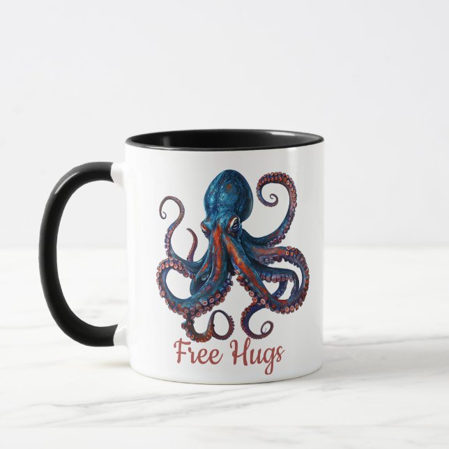 Free Hugs Octopus Mug - Funny Custom Coffee Cup Tasse (Links)