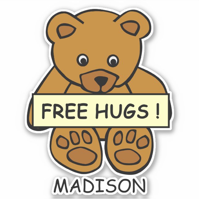 Free Hugs Teddy individuelle Name Aufkleber (Vorderseite)