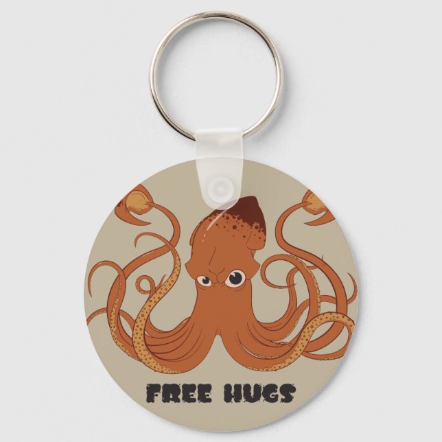 Free Hugs Tintenfisch Schlüsselanhänger (Vorderseite)